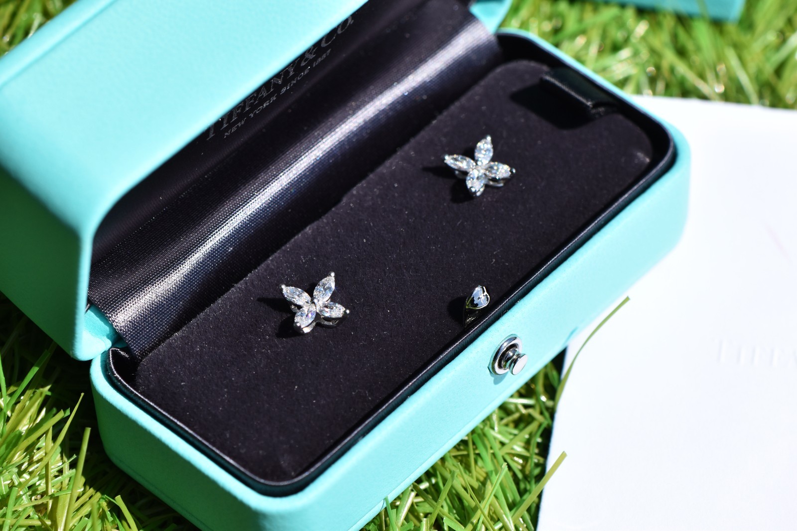 Tiffany & Co. Victoria Earrings Platinum with Marquise Diamonds .92 CTW Set