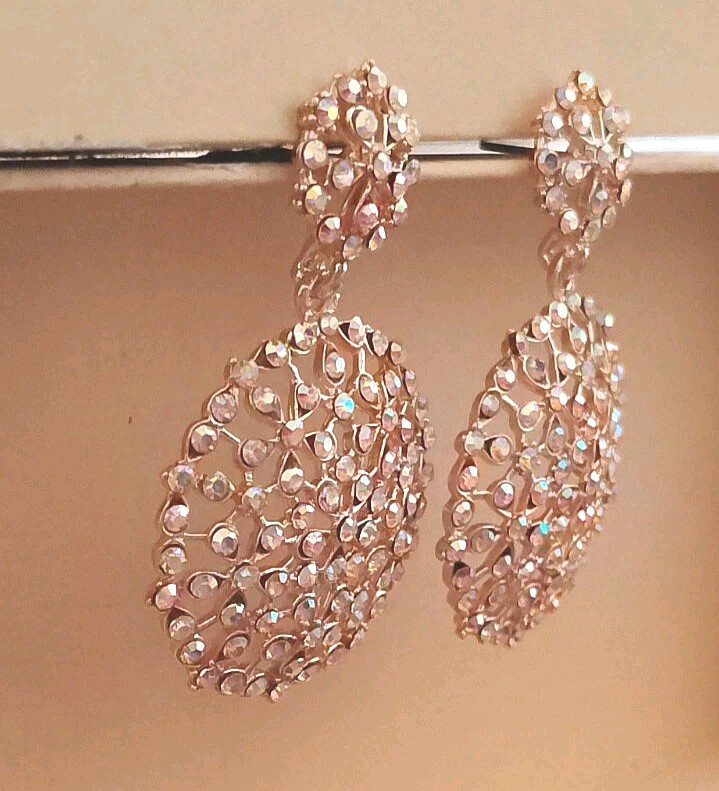 Shimmery CZ Stones Gold Earrings For Women,Teens-Ideal For Wedding, Engagement.