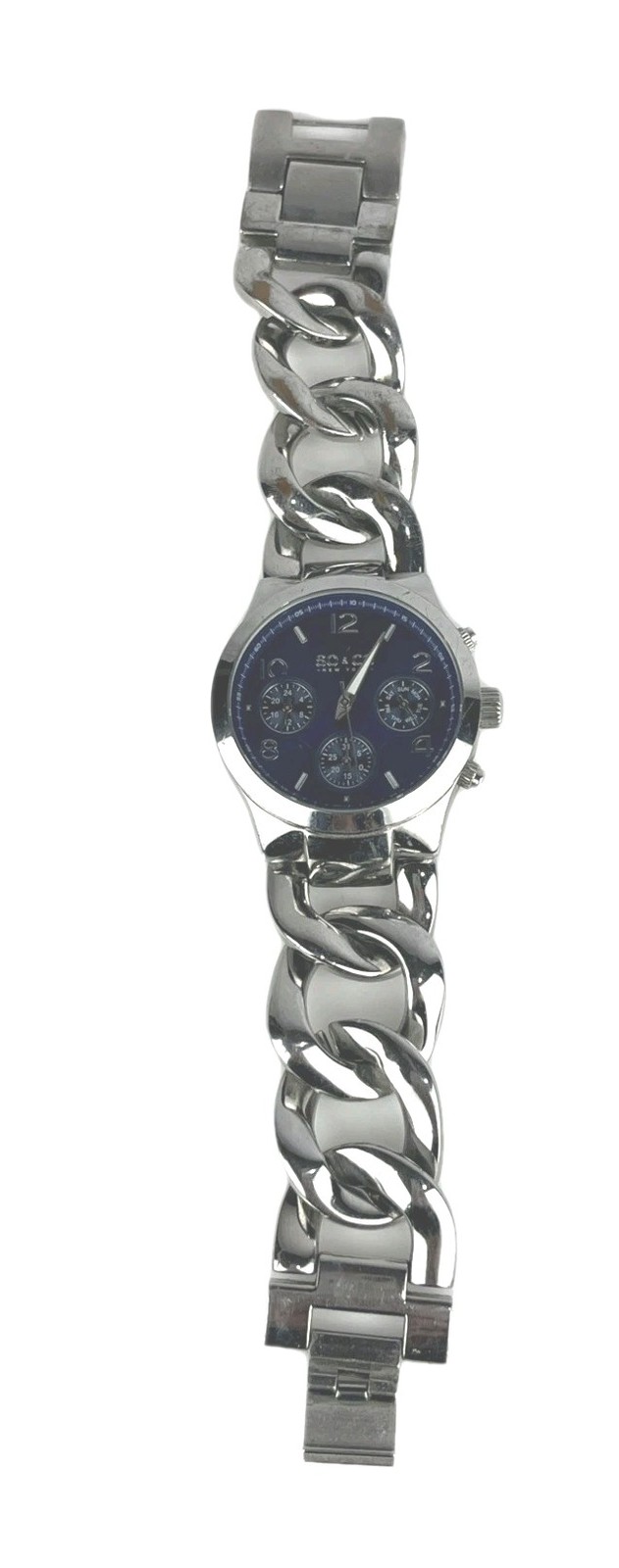 SO & CO Watch Women’s 38mm Silver Tone Purple Multi Dial Day Date New Battery