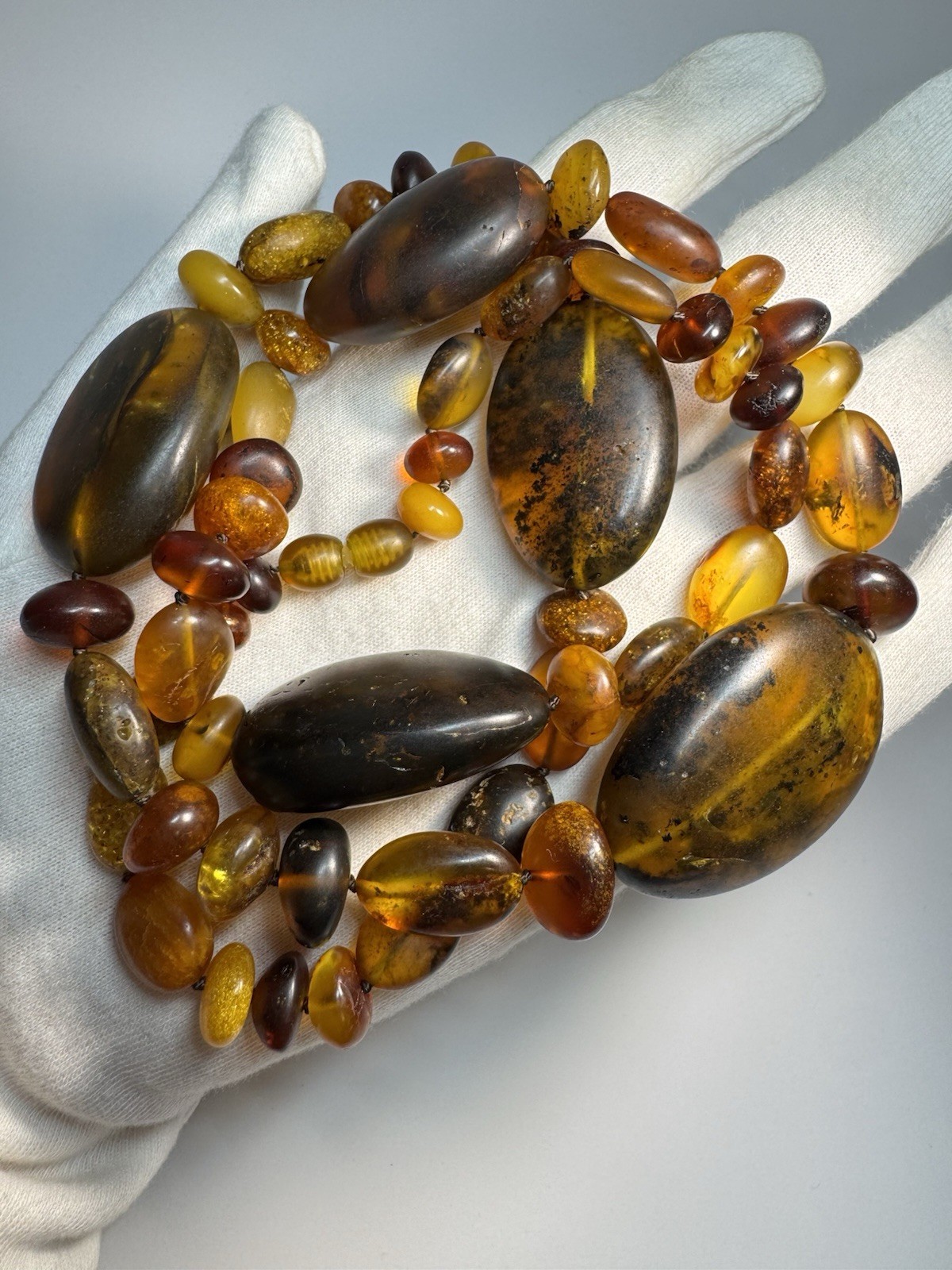 Natural Baltic Amber Statement Necklace, Dark Cognac Butterscotch 79g 80cm