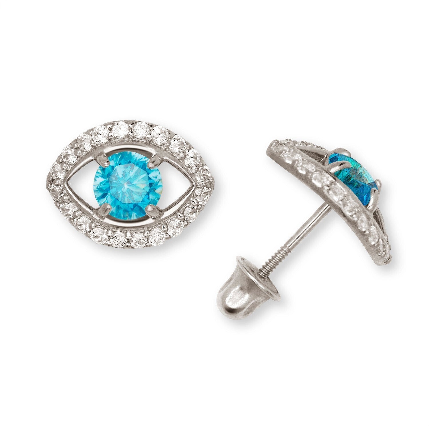 14k Yellow/White CZ Stud Earrings Screwback