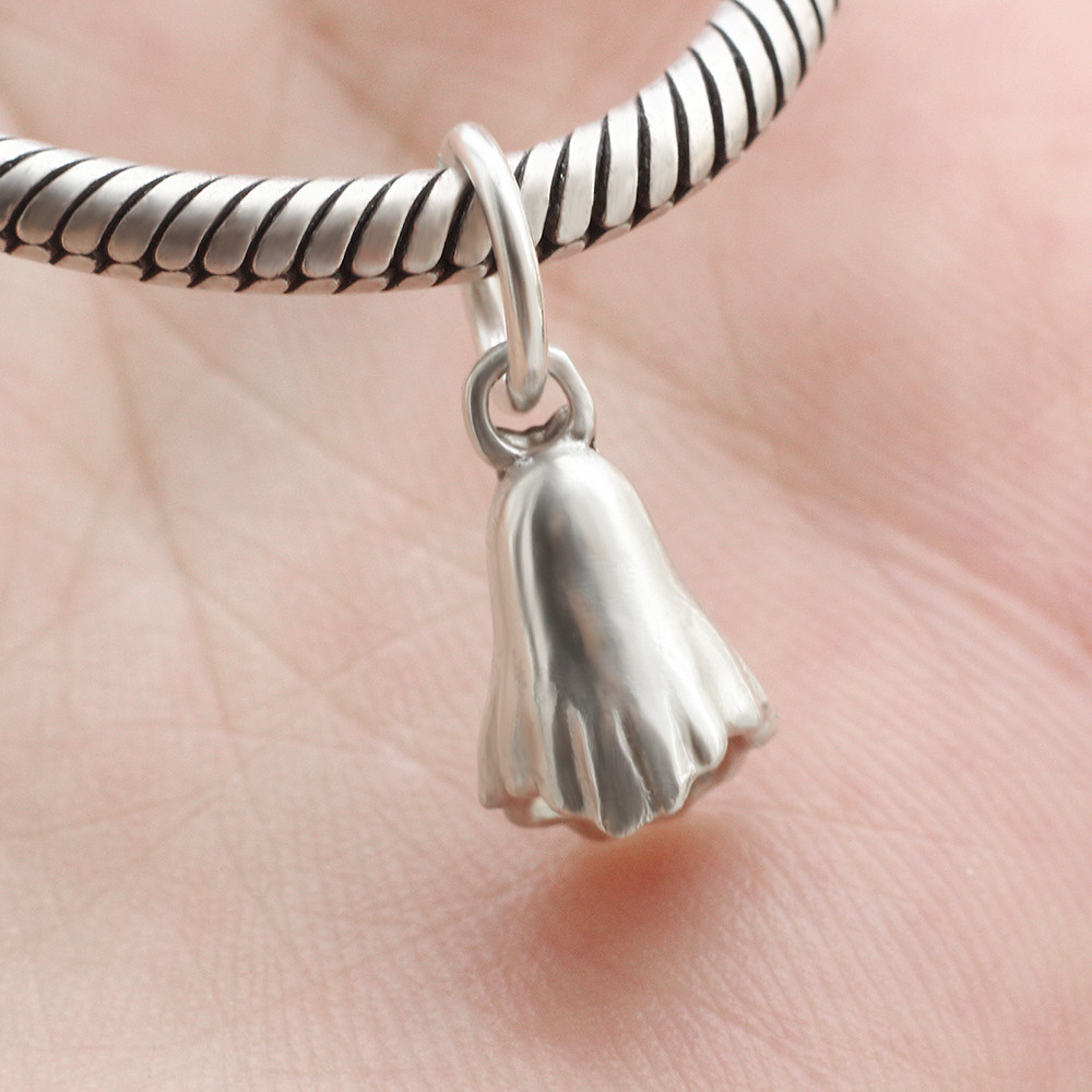 Ghost Spooky Charm Dangle Pendant 3D In Real 925 Sterling Silver Halloween Gift