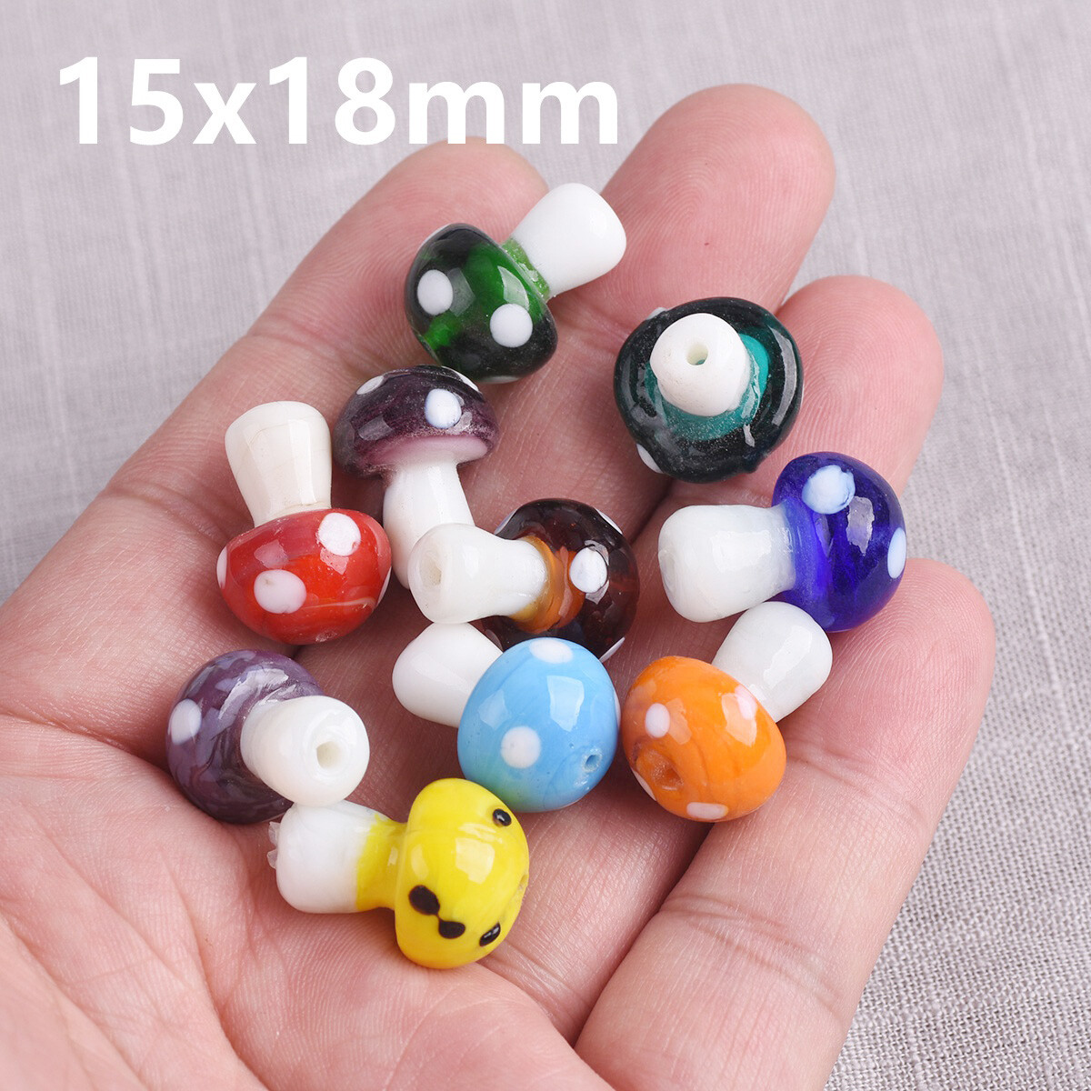 10pcs Mushroom 13x10mm 16x12mm 18x15mm Handmade Lampwork Glass Loose Beads