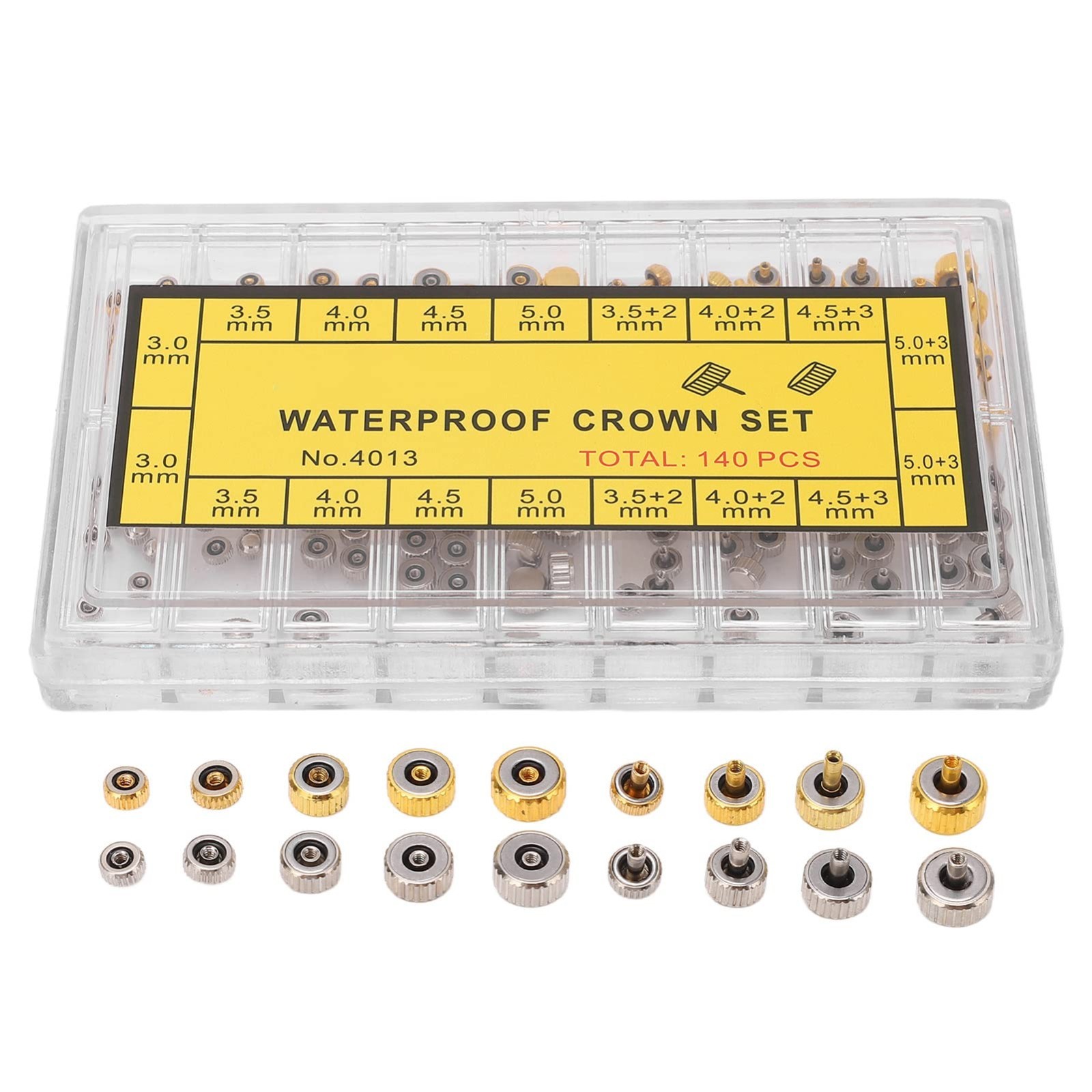 Stainless Steel Watch Crown Set – 140Pcs Repair Parts & Socket Head Screws