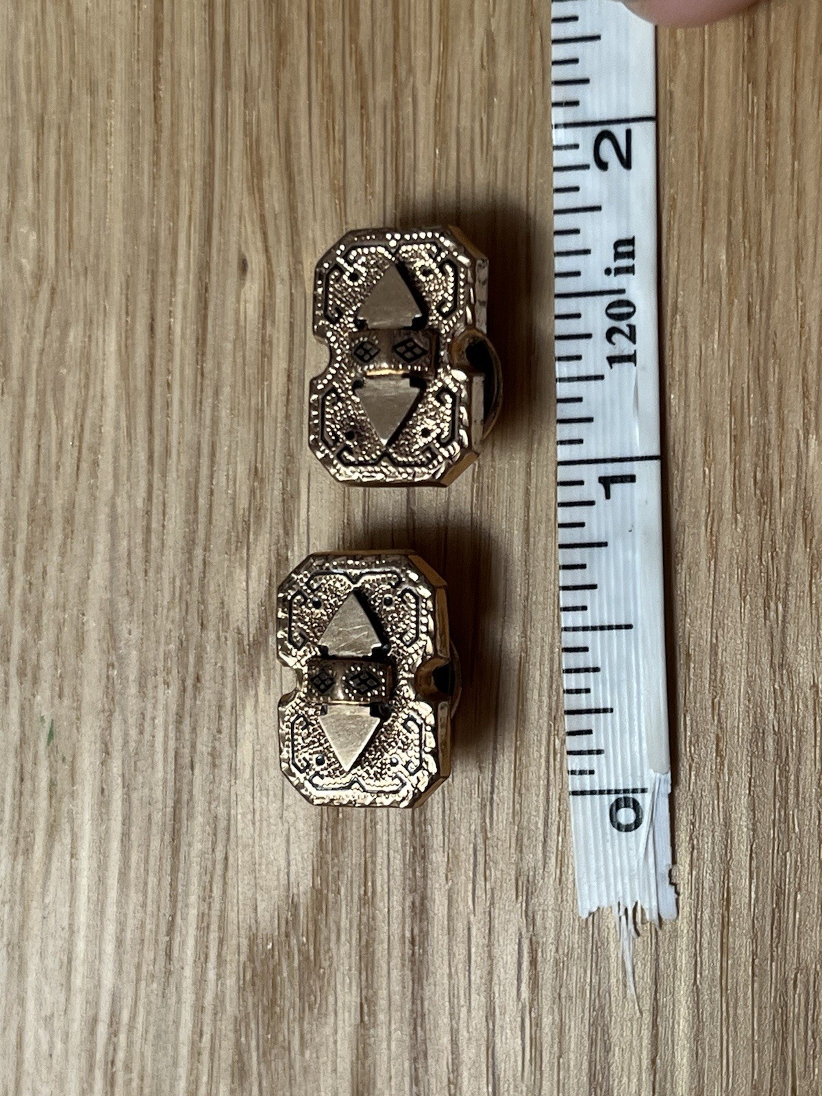 antique victorian heavy gold filled ornate cufflinks black enamel 3/4”