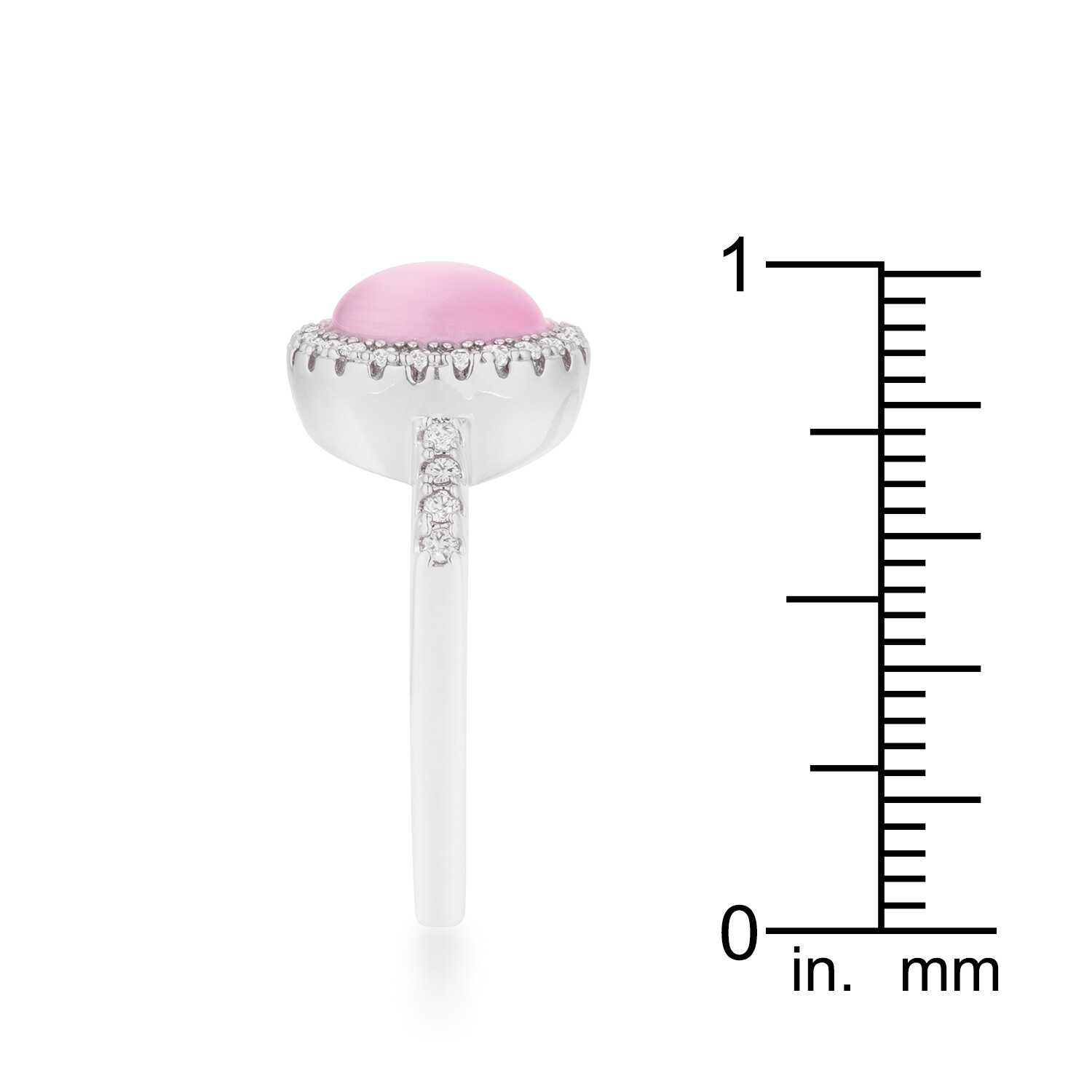 Patricia 0.3ct CZ Pink Cat’s Eye Rhodium Classic Ring