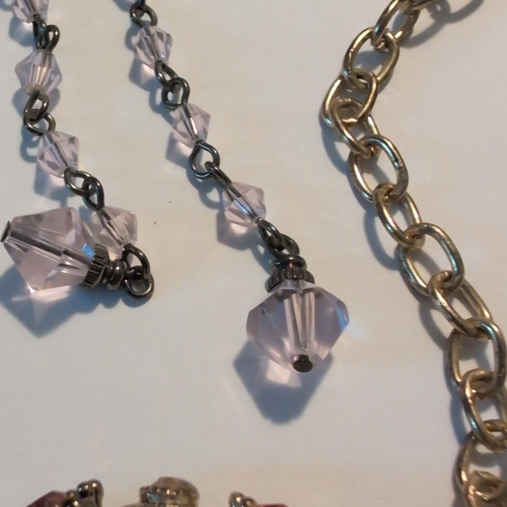 Pretty Pink, Pink Gold Tone, White Necklace Bracelet Earring Set