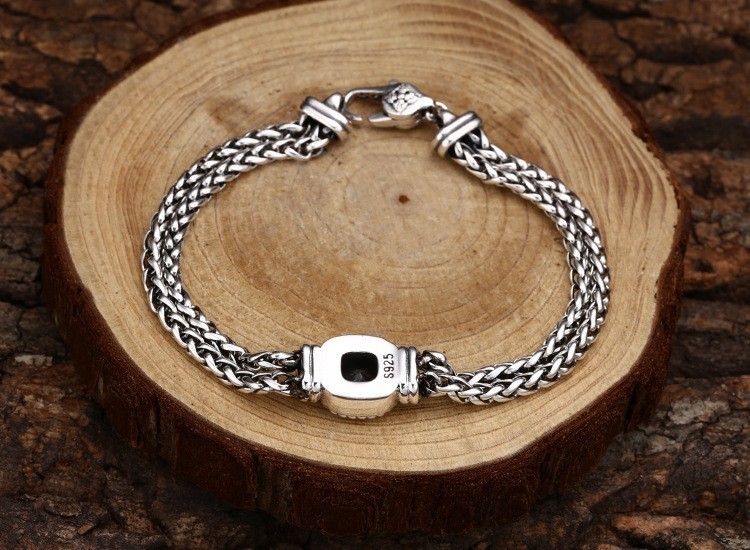 Vintage Woven Double Spiga/Wheat Link Bracelet Braided Chian Solid 925 Silver