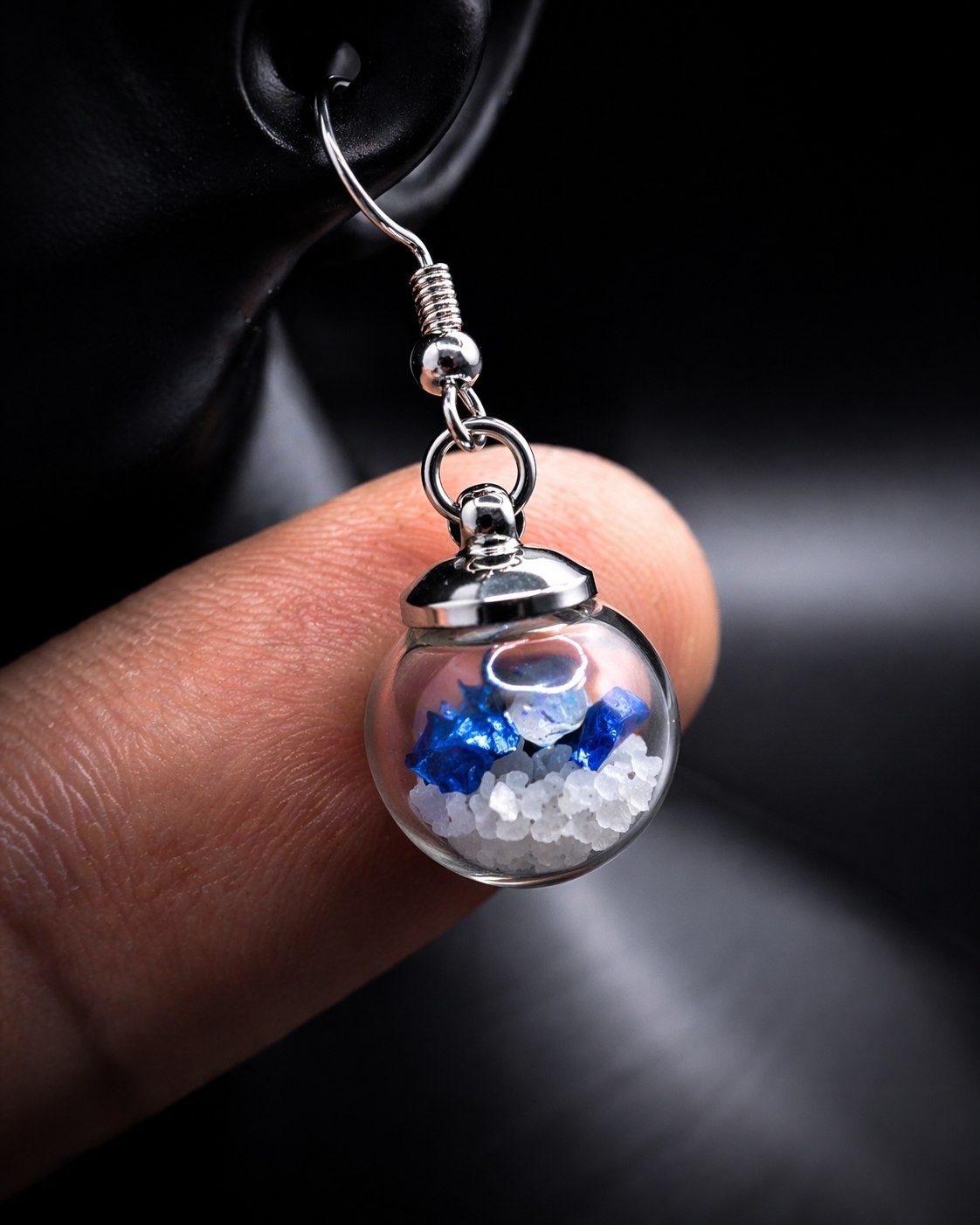 Crystal Orb Earrings 925 Silver Mini Glass Bottle Set Mystic Witchy Jewelry Gift