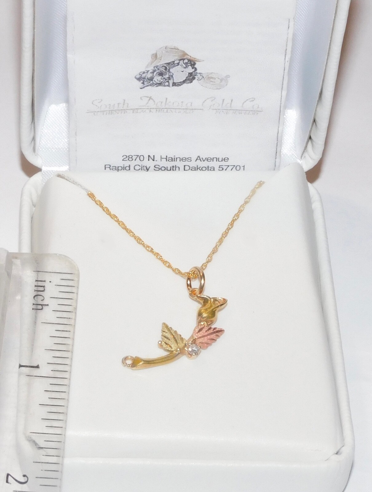 Black Hills Gold 10k Diamond Accent Rose Pendant Necklace