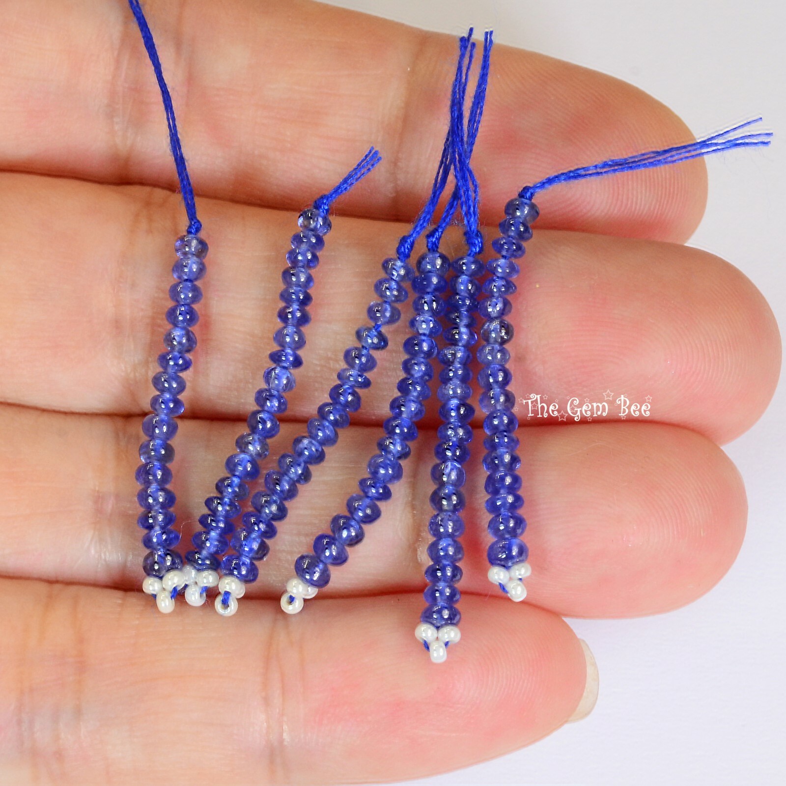 2.4mm-2.8mm Unheated Burmese Gem Royal Blue Sapphire Smooth Rondelle Beads 1″