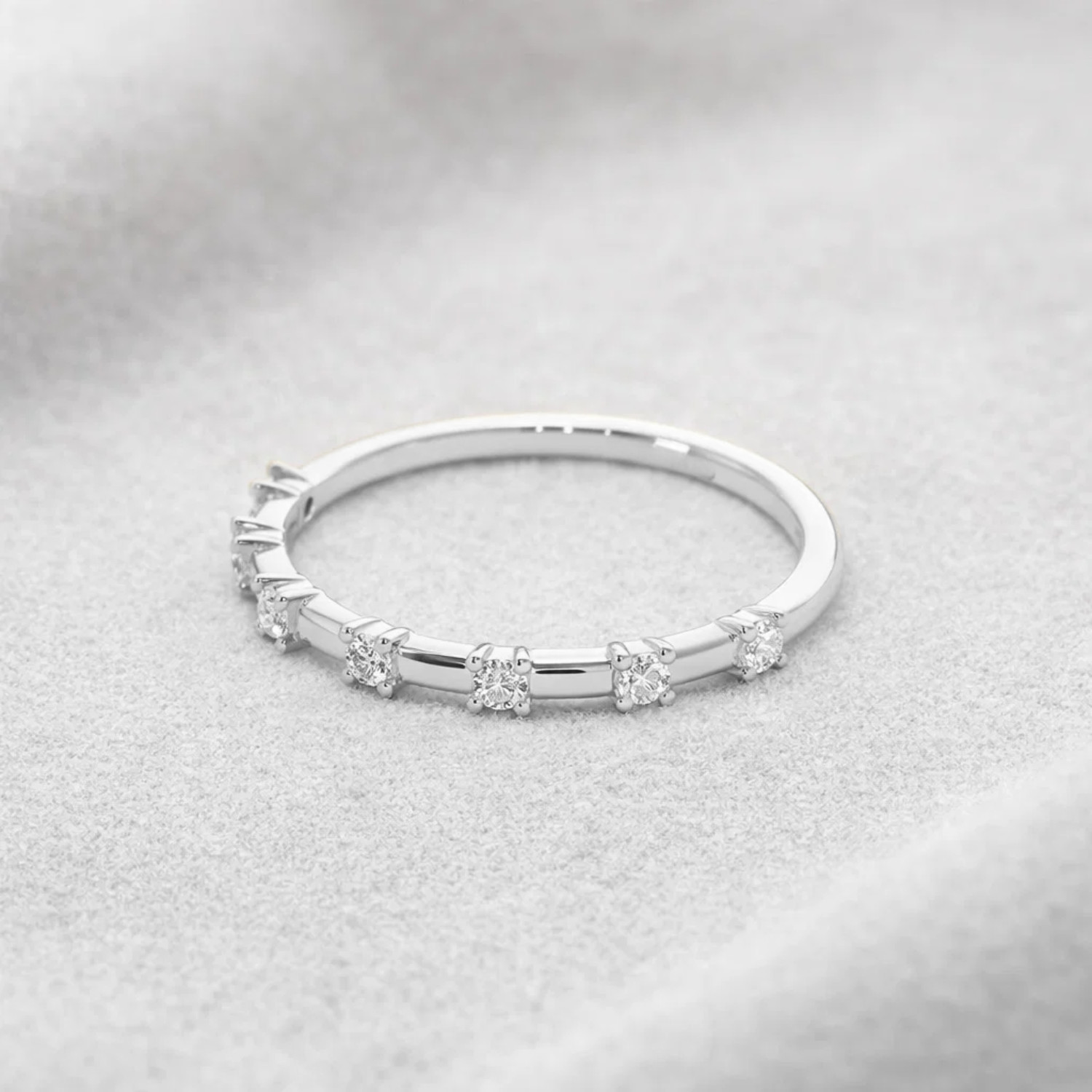 0.20 Ct Round Cut Lab Grown Diamond Eternity Wedding Band Ring 14k White Gold