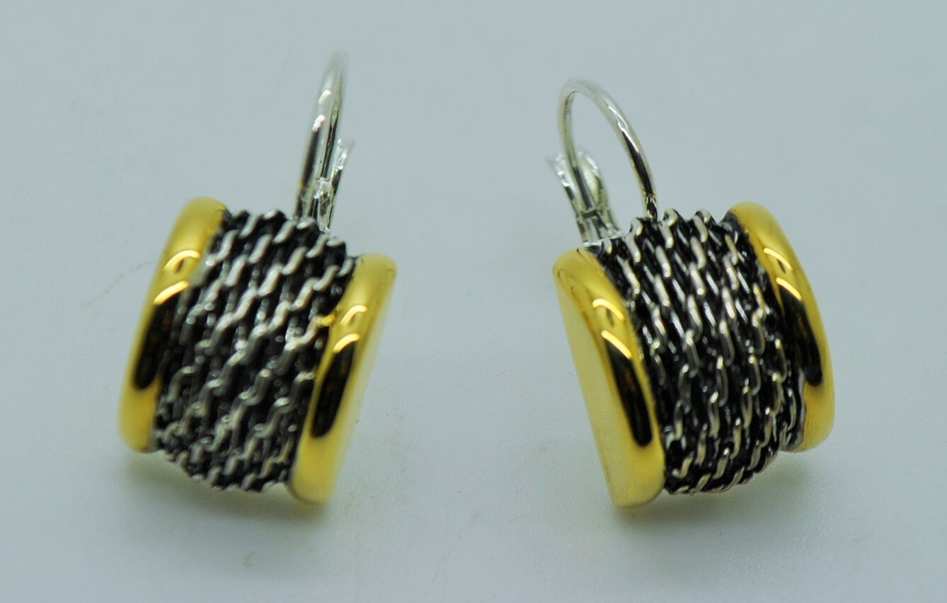 Simply unique modern style two tone drop/Dangle fashion French clip earrings -3