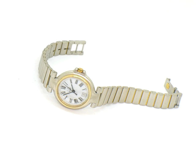 Dunhill Millennium Watch Stainless GP Quartz White Roman Dial Ladies Used 473