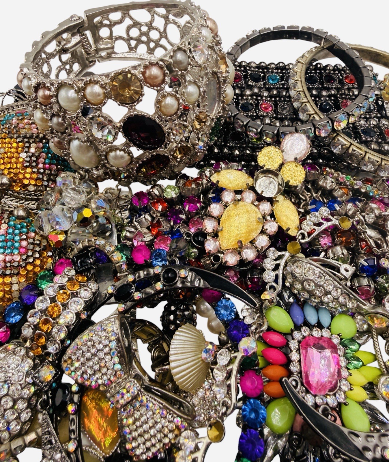 Vintage Lbs AB Multi Rhinestone Repair Craft Scrap Wedding Christmas Jewelry Art