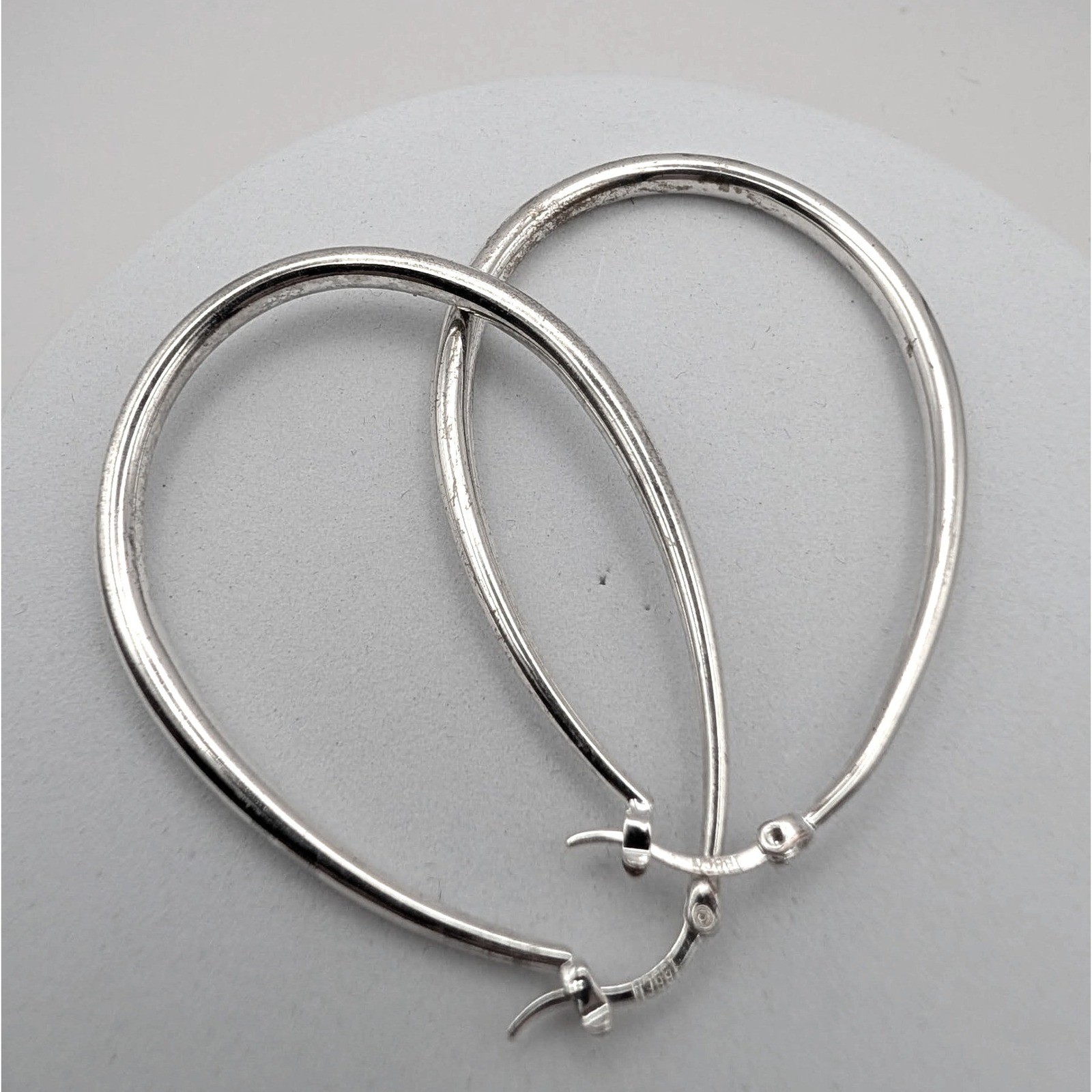 Vintage Boma 925 Sterling Silver Elongated Teardrop Hoop Earrings Latchback 7.5g