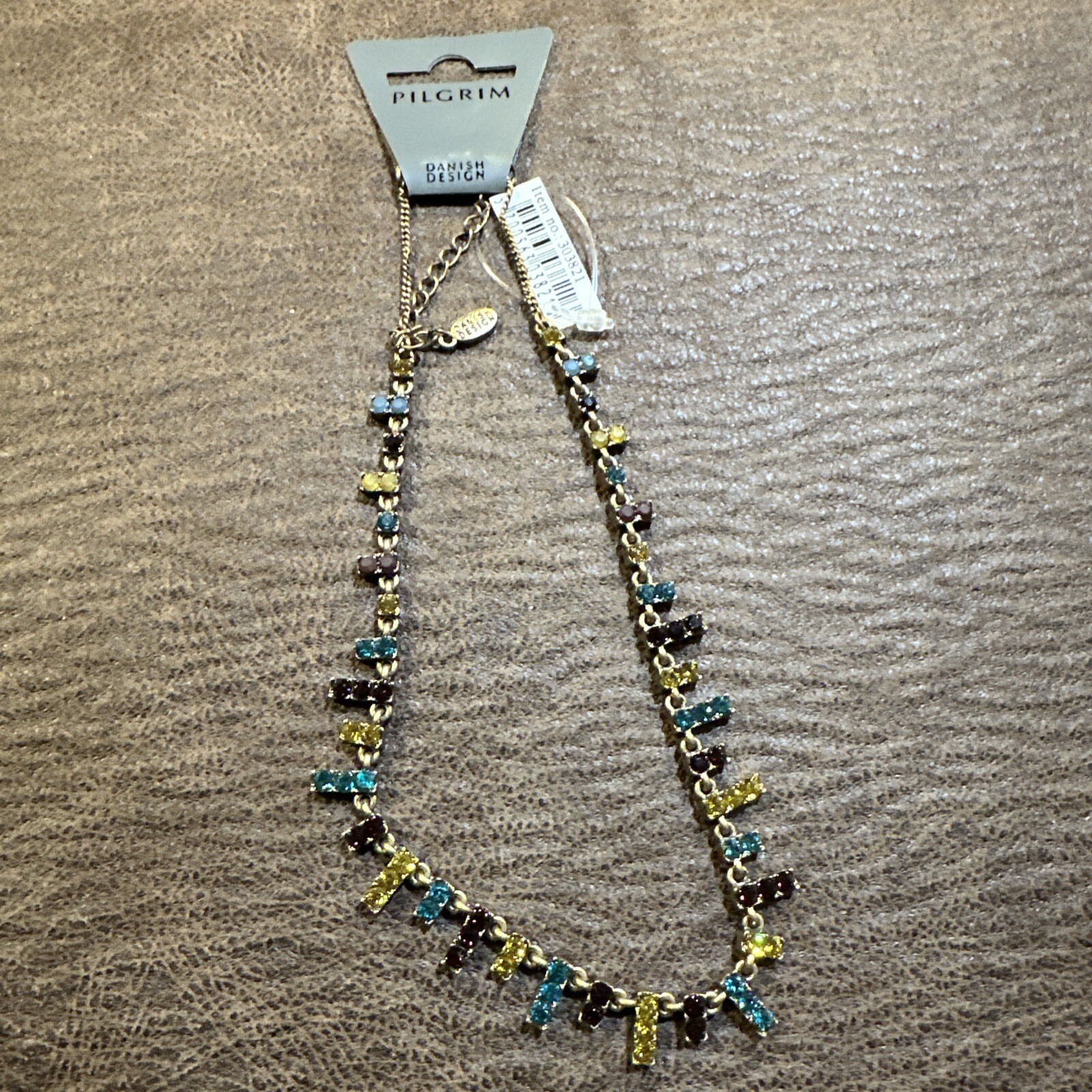 Pilgrim Jewellery Swarovski Crystal Blue Gold And Red Copper Necklace