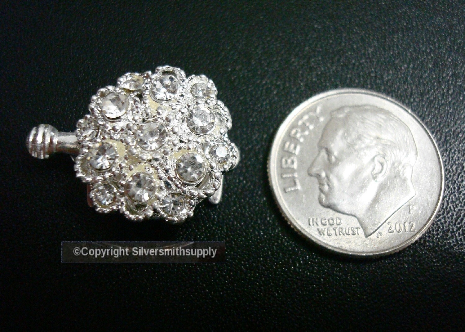 13 Crystal Rhinestone Round Cluster Silver Plated 1 Strand Pad Clasp FPC056