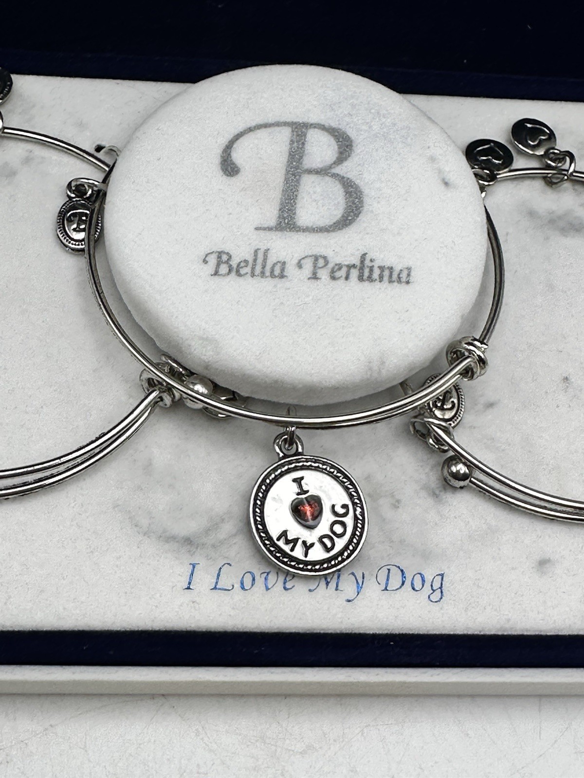 Bella Perlina Charm Bracelet Trio I Love My Dog Series Stainless Steel