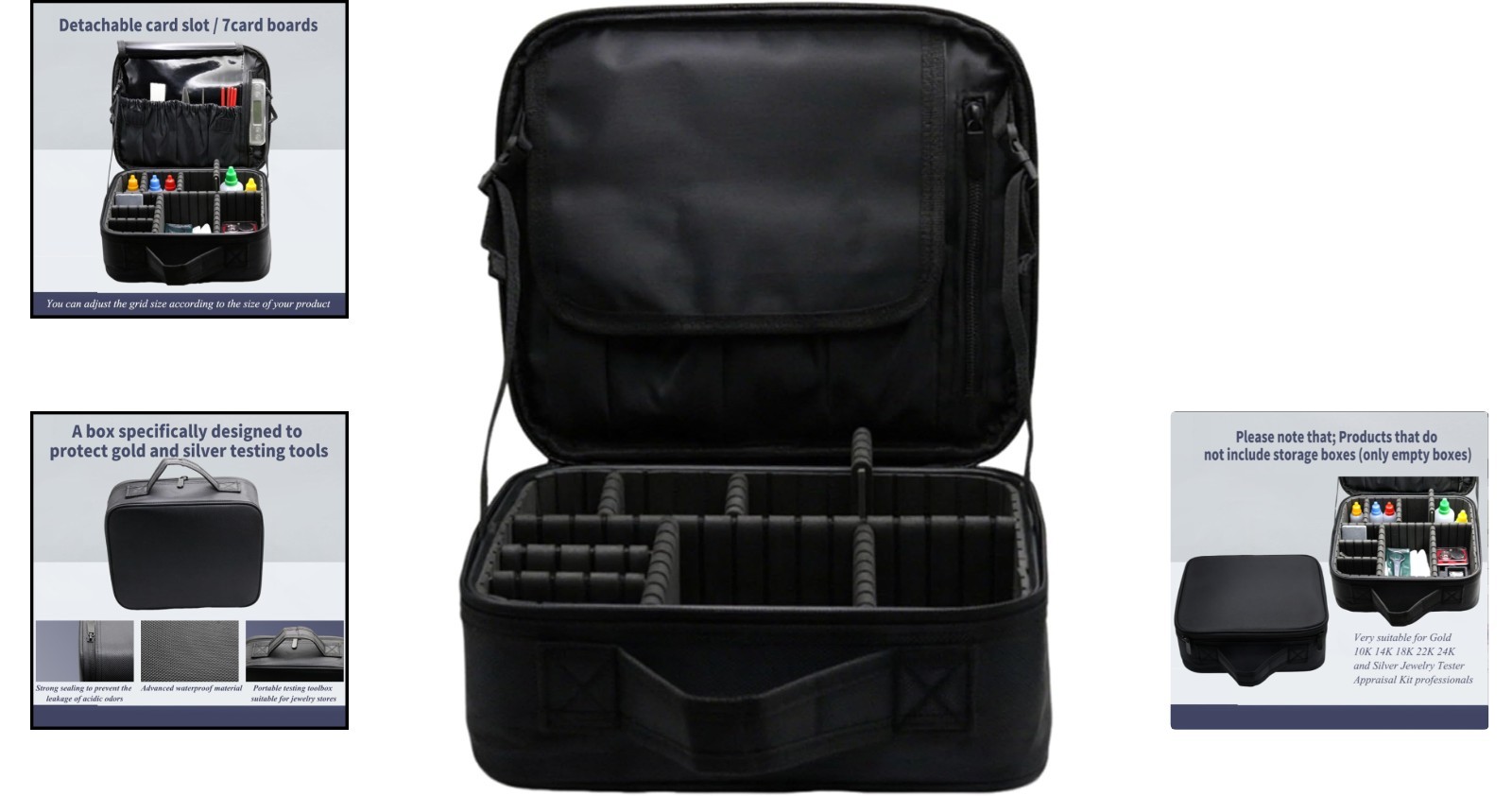 Black Cloth Storage Box – Jewelry Coin Tester with Detachable Baffle