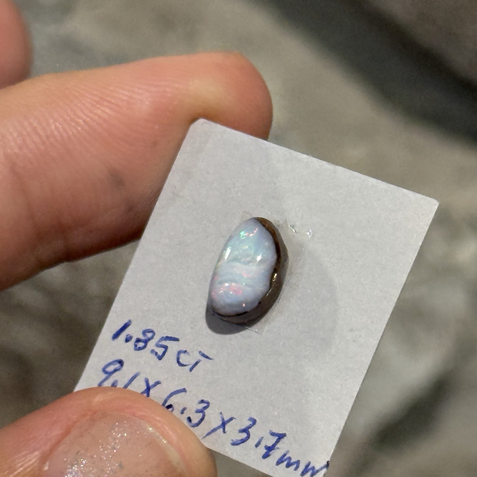 1.85ct 9.1×6.3×3.7mm Colorful Australian Boulder Opal Oval Cabochon Ring Gem