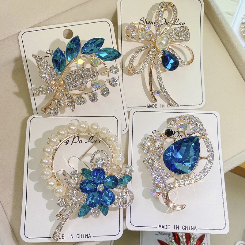 Bulk 12pcs Mix Crystal CZ Pearl Floral Brooches Lot Random Wedding Gift Jewelry