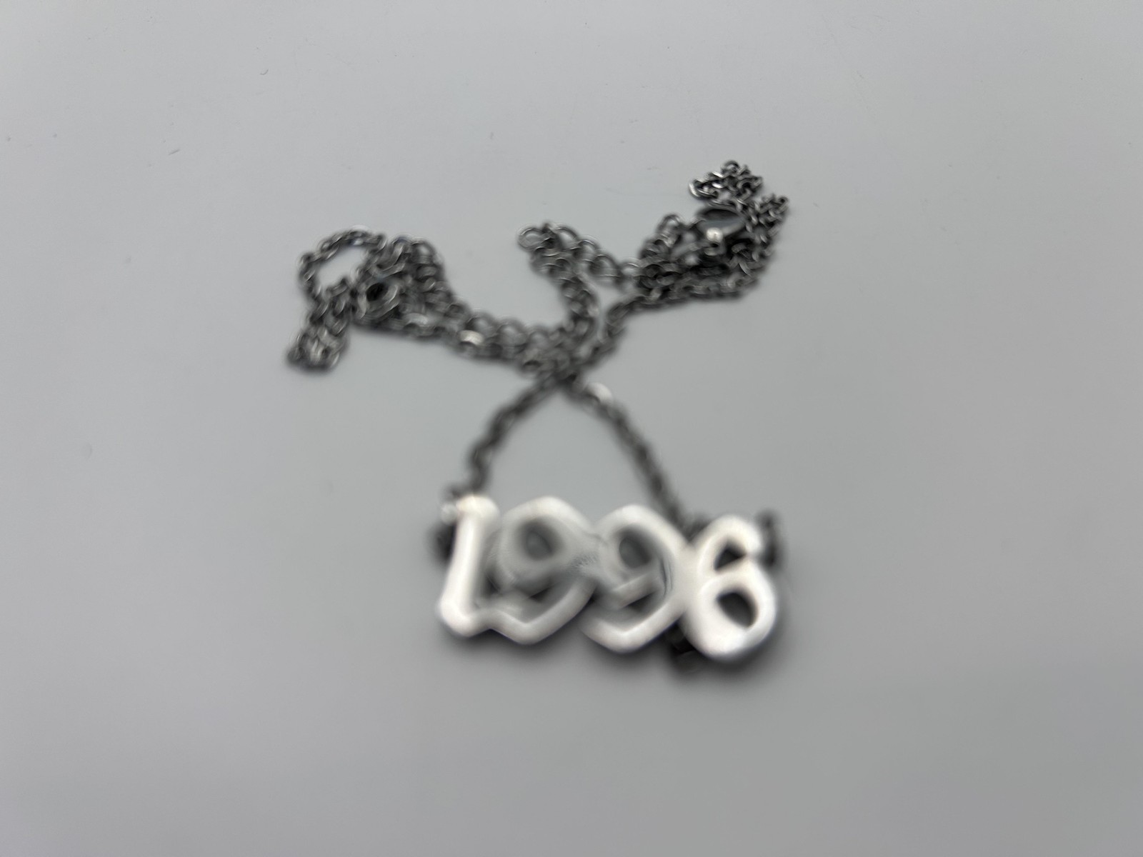 Necklace Silver Tone 1996 Year Pendant Chain Lobster Clasp Minimalist Fashion