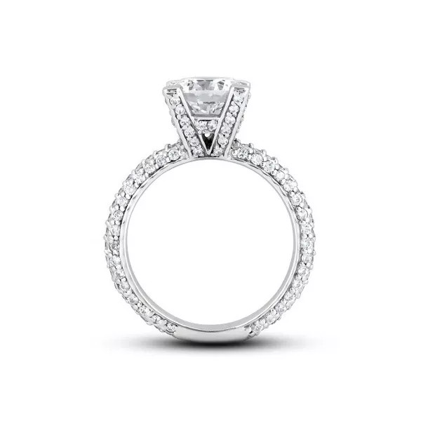 Side Stone Engagement Ring Solid Platinum 3.17 CT Round Lab-Grown Diamond D VS2