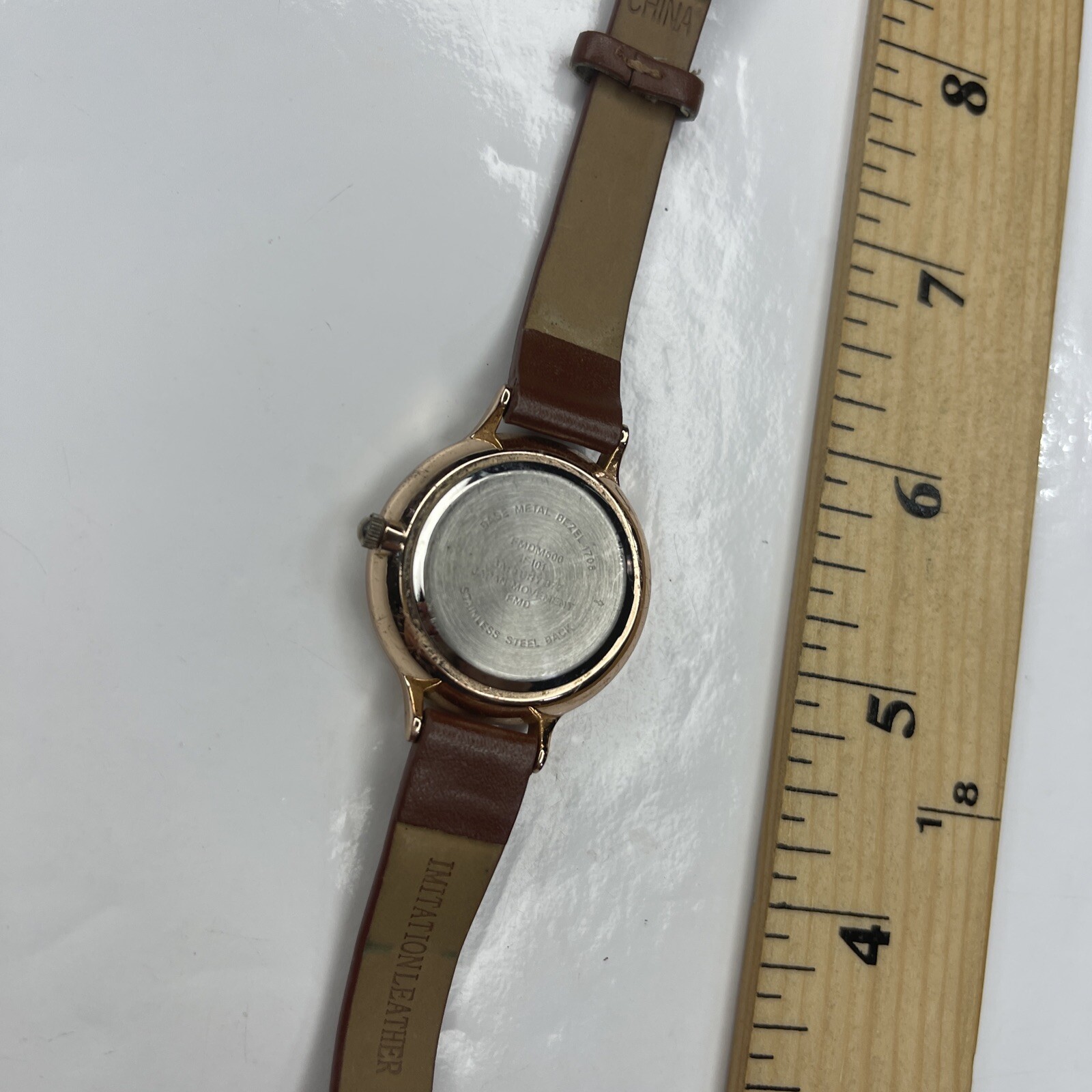 E FMD Rose Gold Brown Leather M500 Japan Watch Stainless Untested