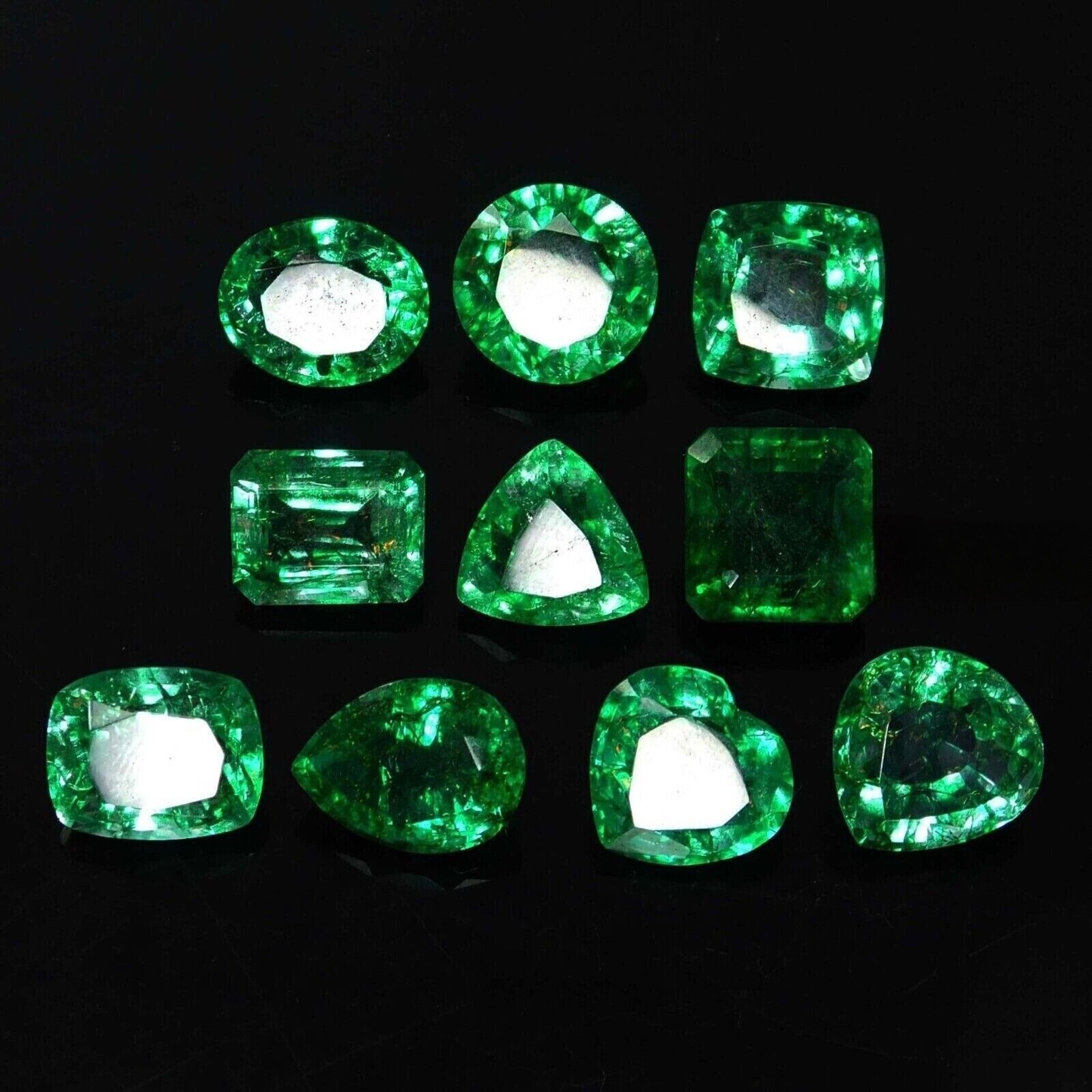 105 Ct 9 Pcs EGL Certified Natural Green Emerald Lot Mixed Cut Loose Gemstone