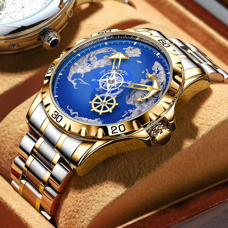 New Design Men Watches Nautical Series Traveler Stainless Steel Glowing Watch
