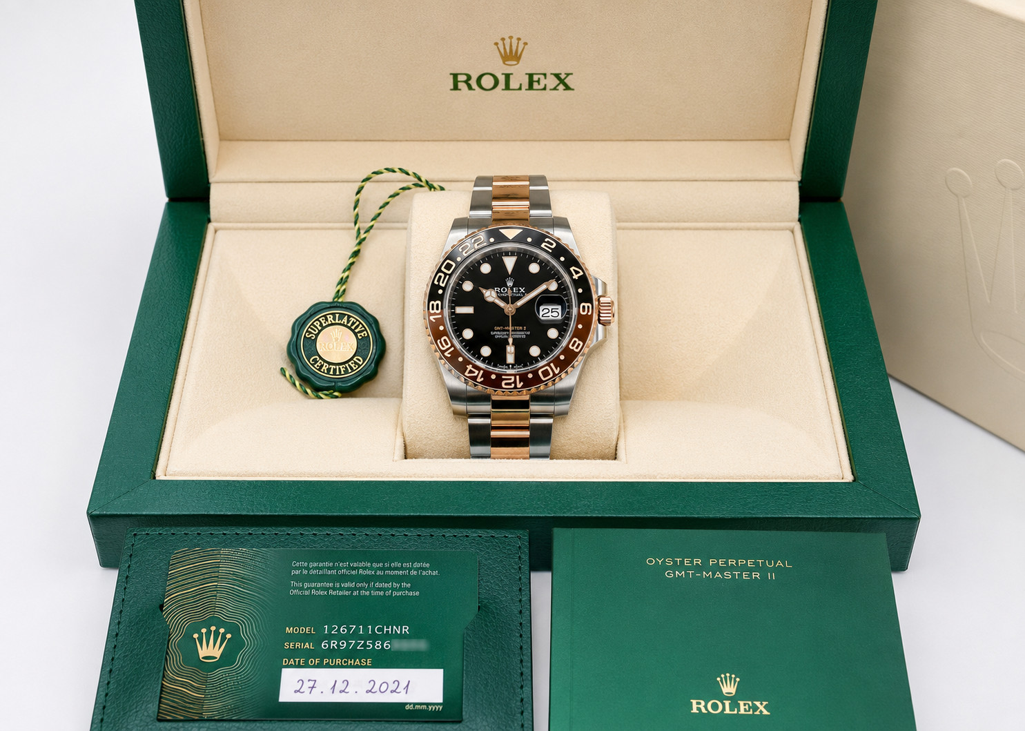 Rolex GMT-Master II 126711CHNR Root Beer 40mm Oystersteel Everose 2021 Box & Pap