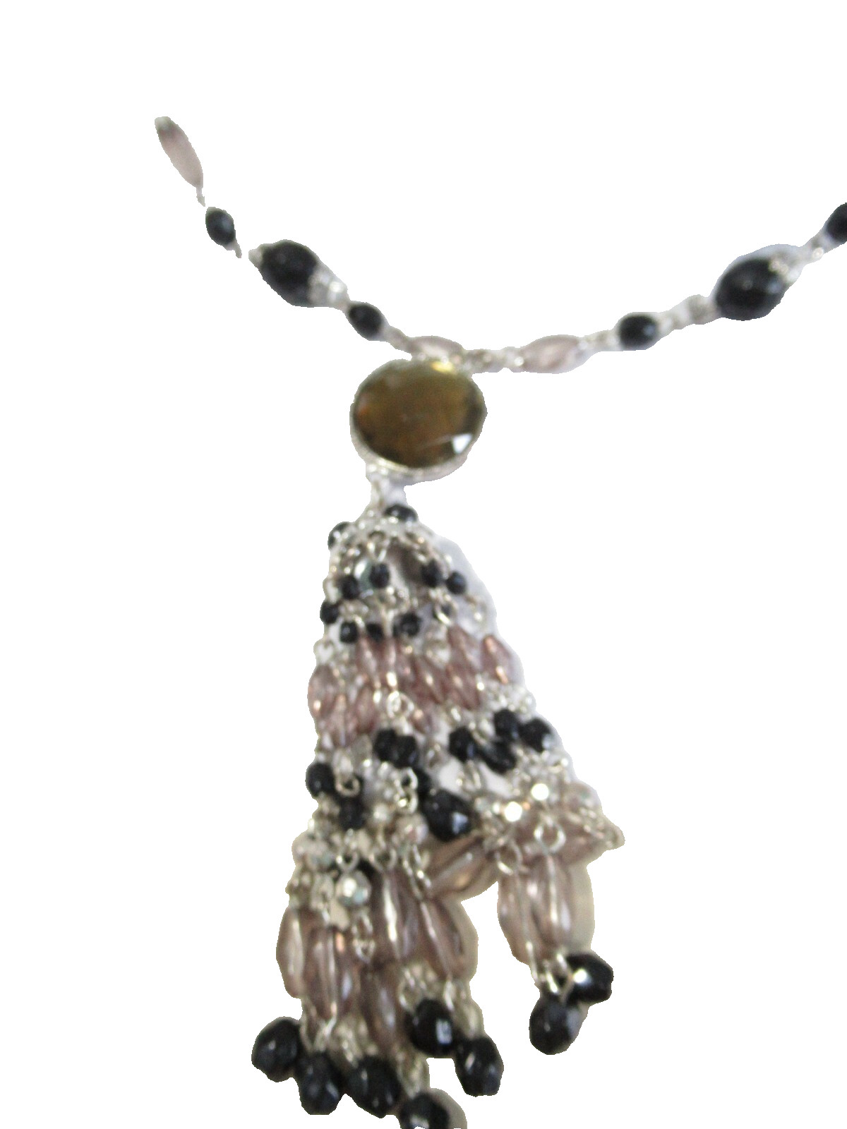Robert Rose Double Strand Necklace Pendant w Long Tassel