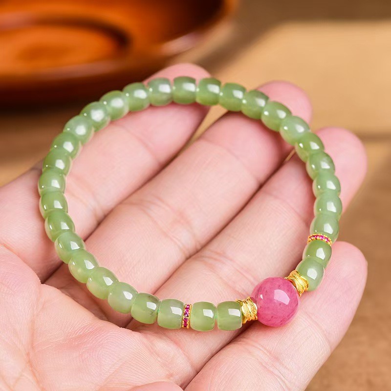 Certified Grade A Hetian Jasper Jade Bracelet Green Nephrite 16cm Women Gift