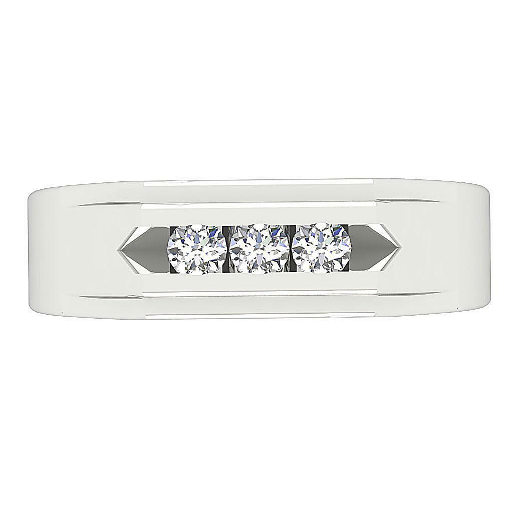 Men’s Wedding Ring VS1 E 0.50 Ct Natural Diamond 14K Solid White Gold 6.90 mm