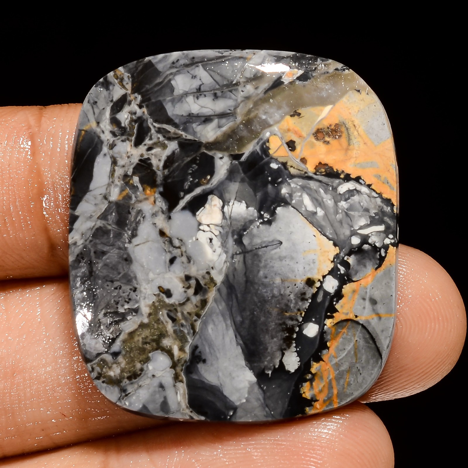 41 Ct Natural Maligano Jasper Radiant Shape Cabochon Loose Gemstone For Pendant