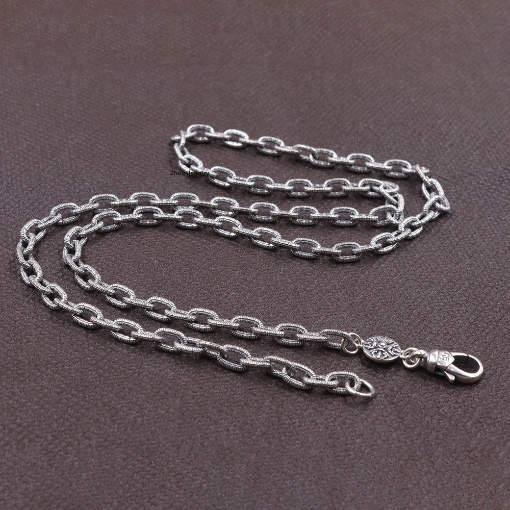 Real 925 Sterling Silver 5mm Cable Link Chain Necklace 23.6inch Fine Jewelry
