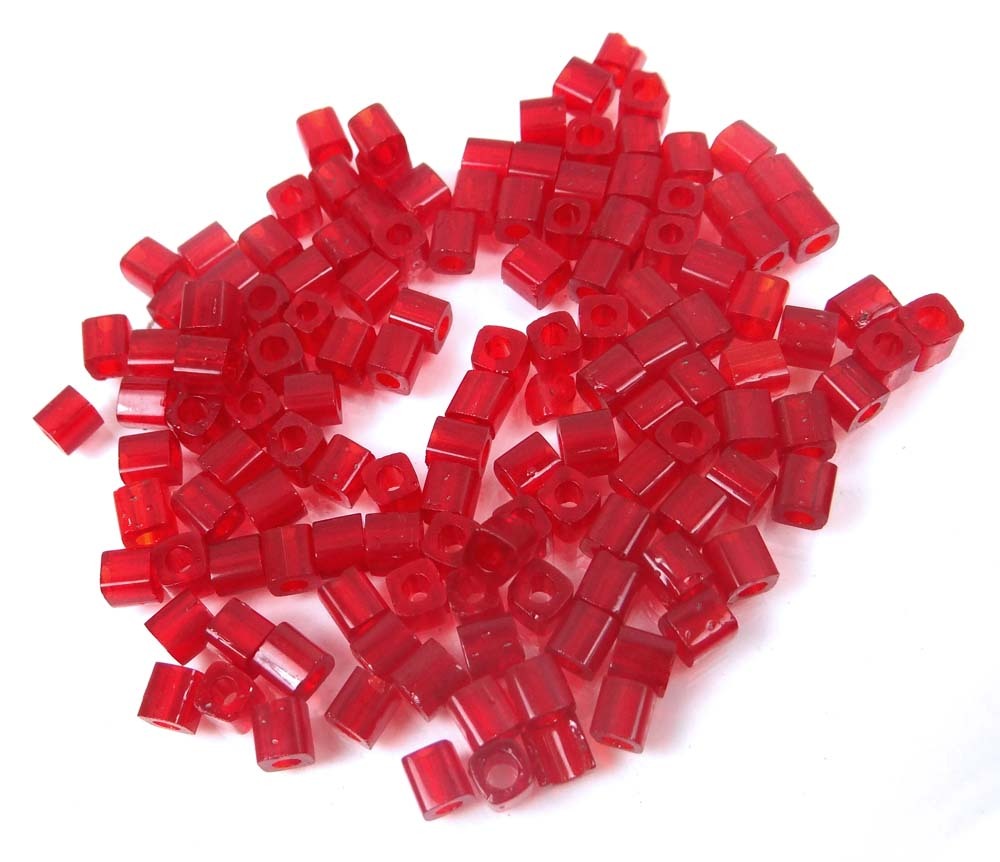 4mm Japanese Seed Glass Cube Beads – Matte Siam Red 15g
