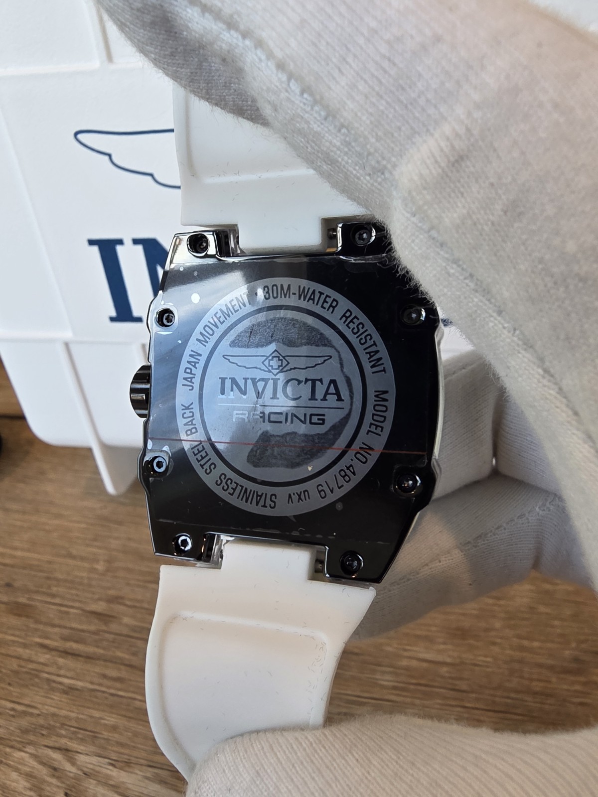 Invicta Racing Quartz Black Dial White Silicone Men’s Sport Wristwatch 48.5mm