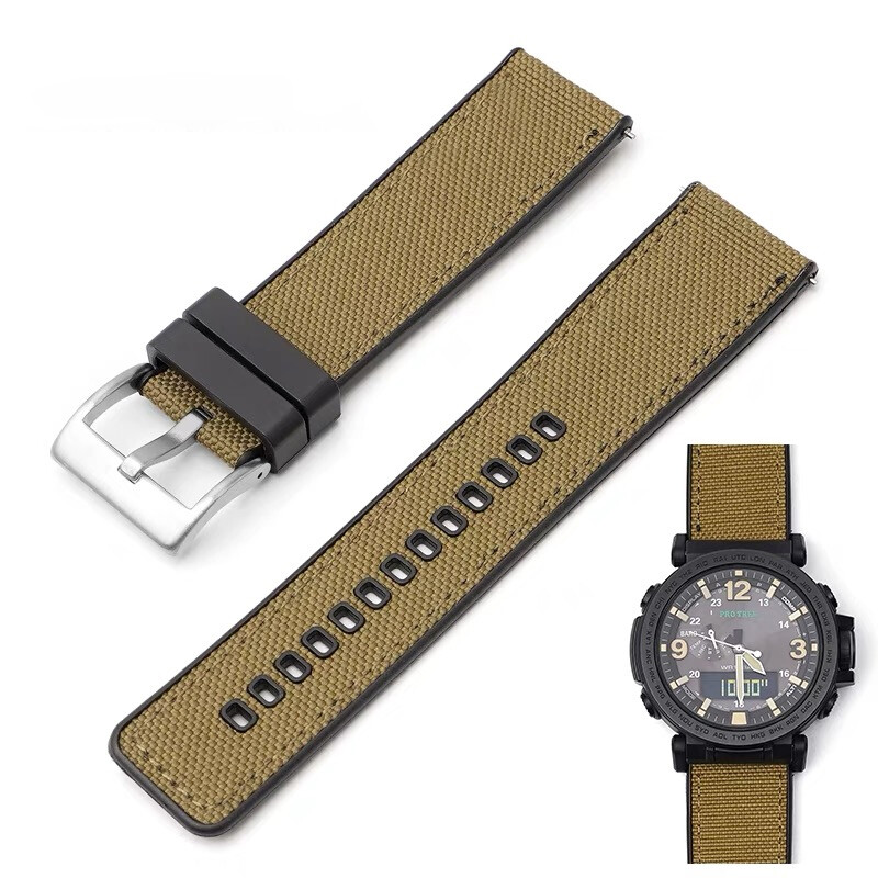 Nylon + Rubber Strap For G-SHOCK PRG-600 PRG-650 GA-2000 Watch Band Replacement