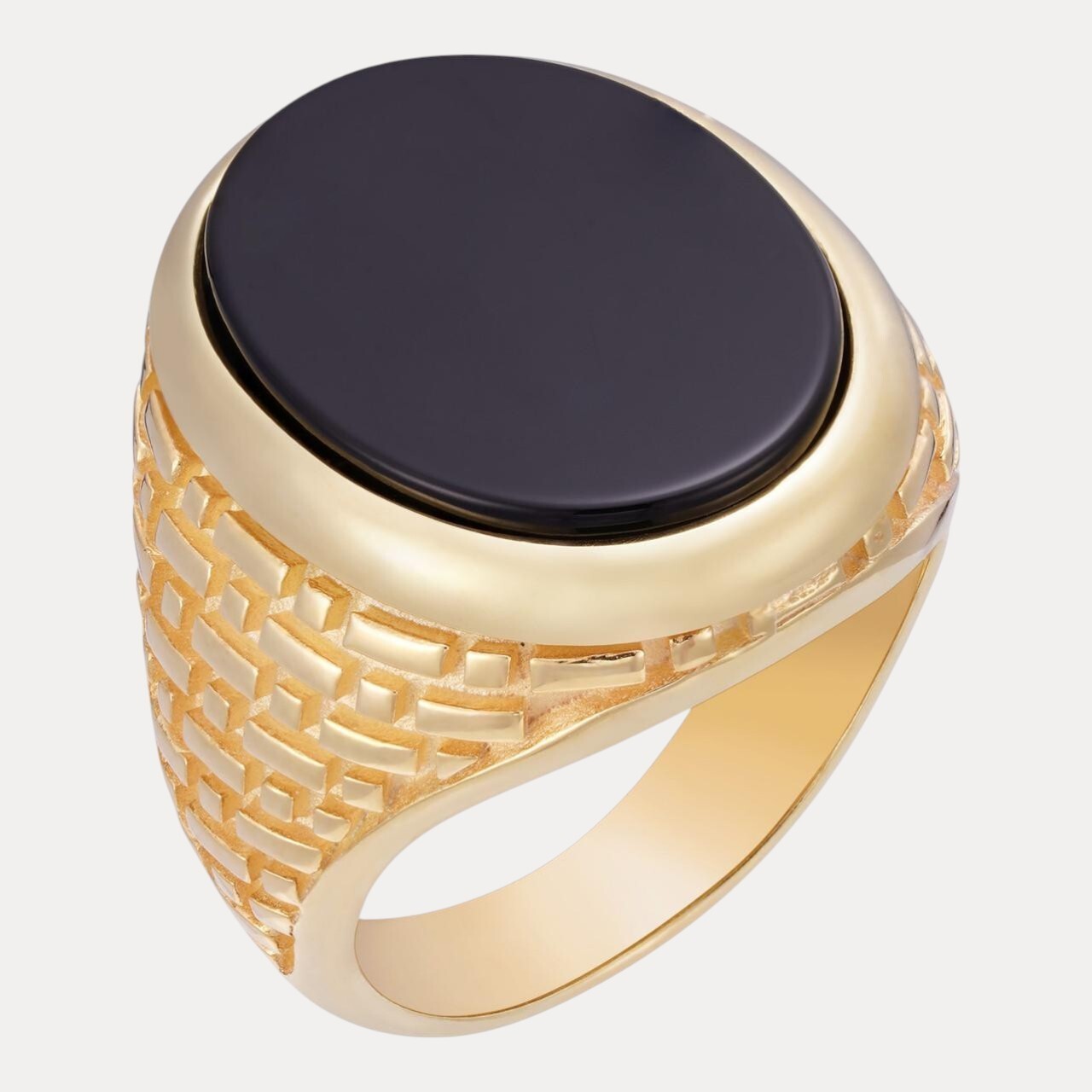 Natural Black Onyx Gemstone Mens Real Solid – 925 Silver or 14k Yellow Gold