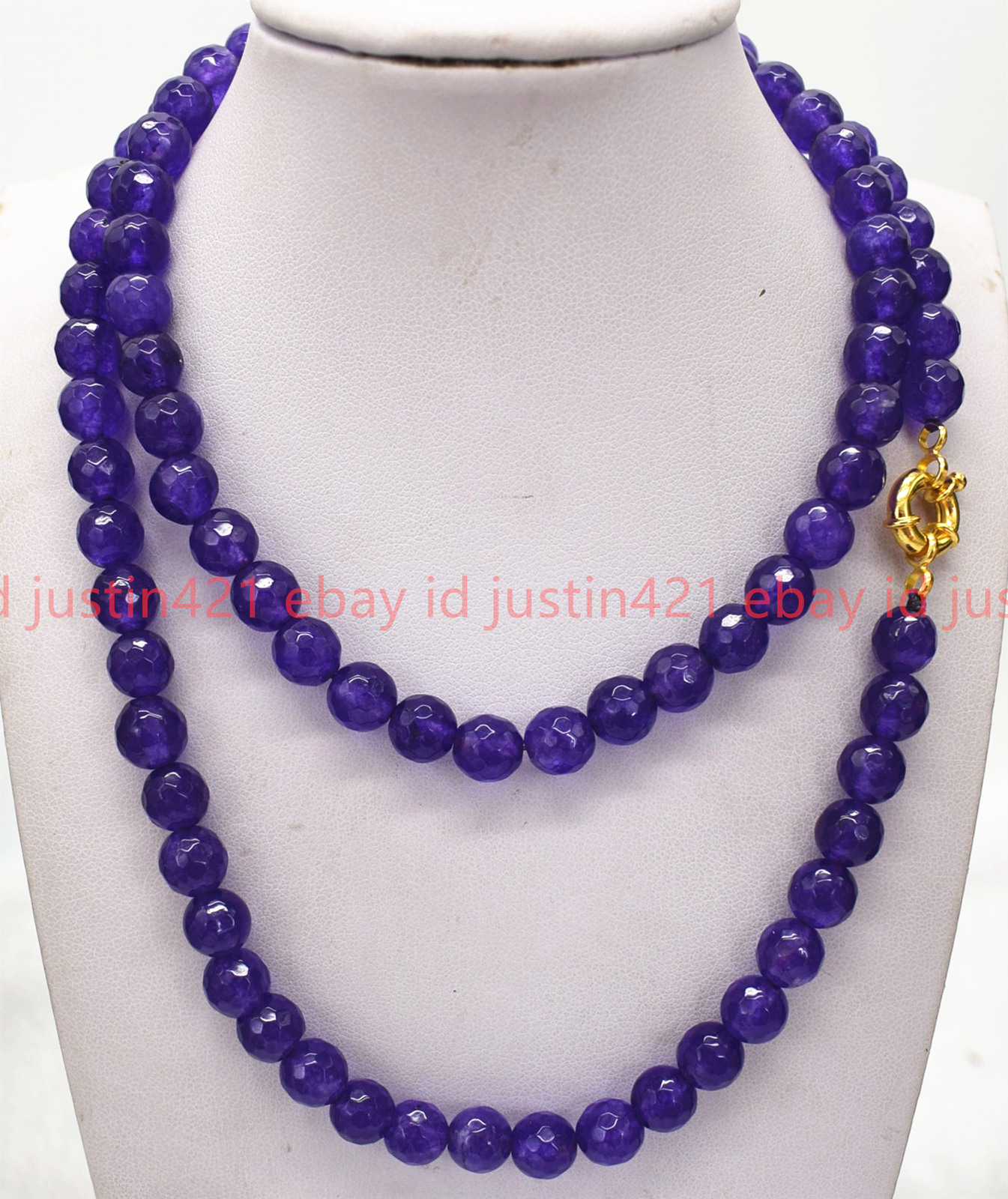 Natural 6/8/10/12mm Faceted Purple Jade Round Beads Gemstone Necklace 16-36″