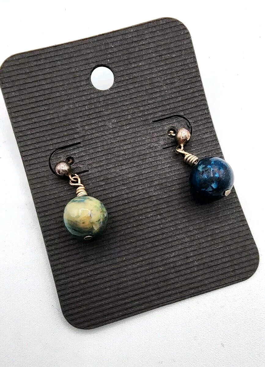 Blue Dyed Jasper Drop Earrings Stone Artisan Crafted Boho Beach Western Handmade