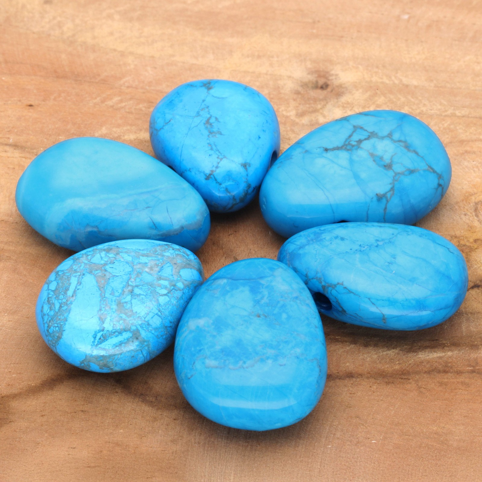 Turquoise rec. Drilled Cotton Ribbon Drop Pendant | Gemstone Jewellery