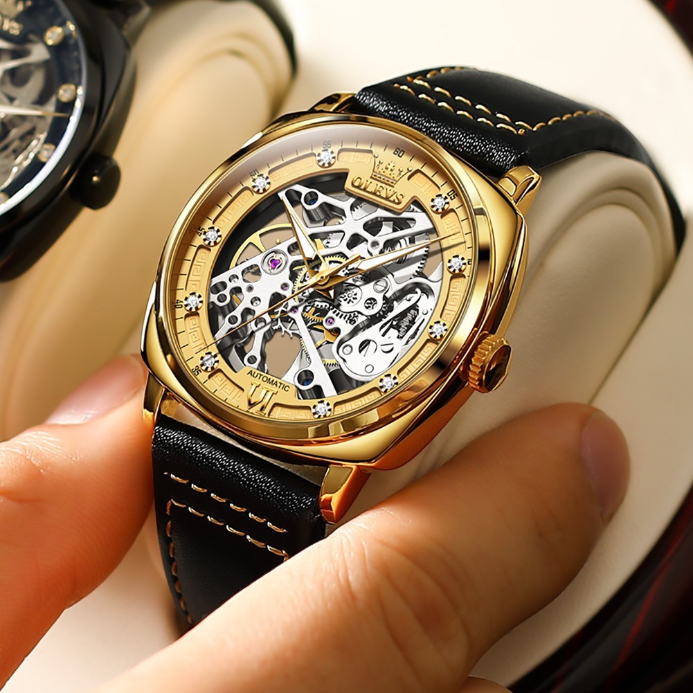 OLEVS 6651 Classic Genuine Leather Multi-functiom Water Resistant Wristwatches