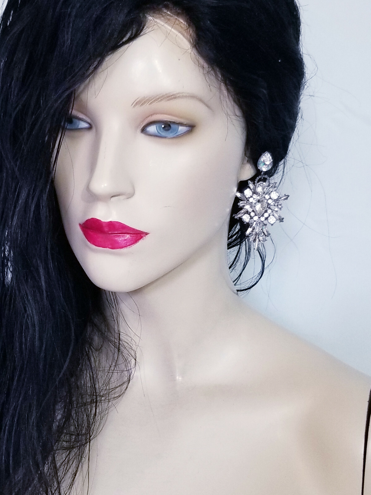 Chandelier Earrings Clear Rhinestone Crystal 2.8 in