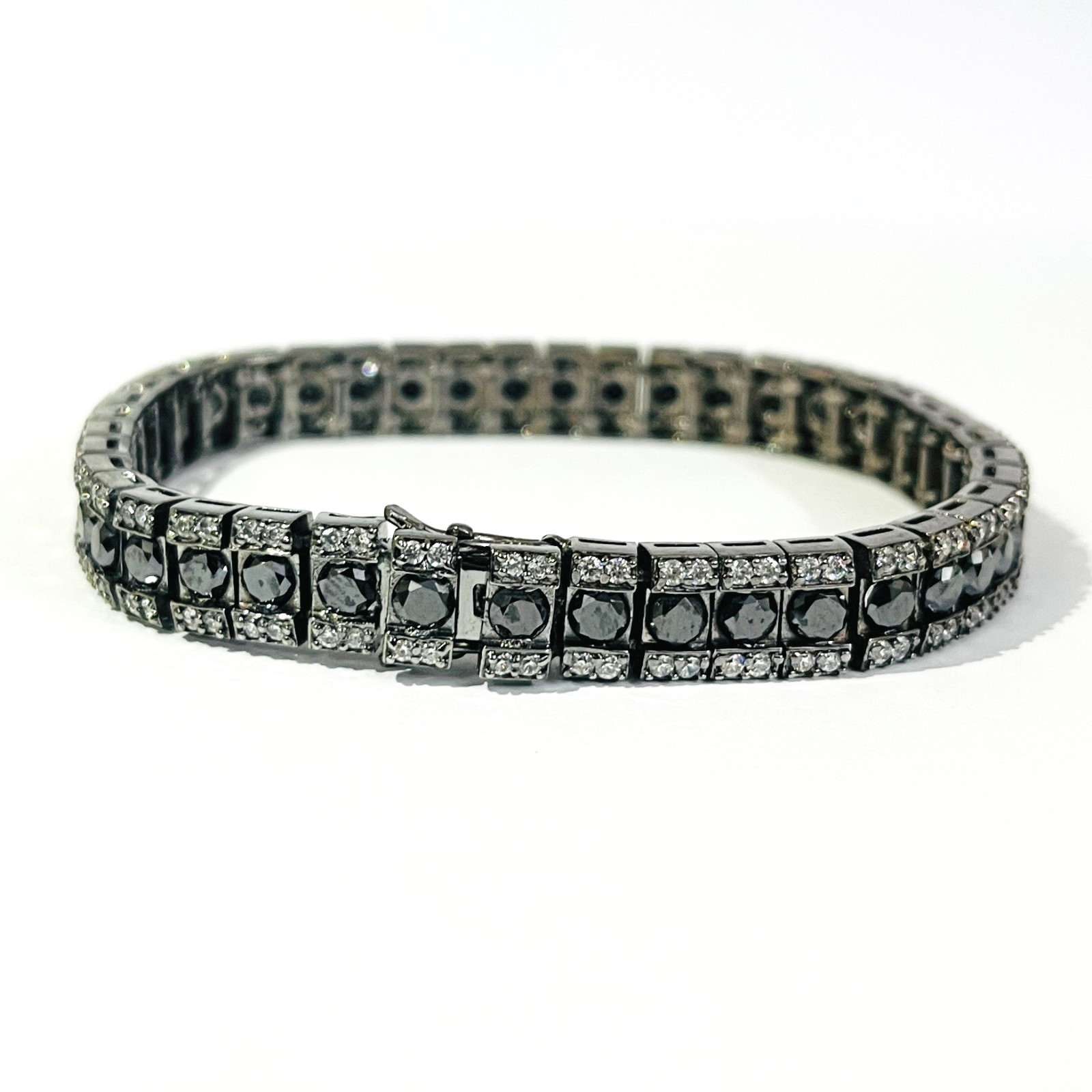 Fancy Black Diamond Tennis Bracelet In Black Gold Plated Quality AAA Certified !