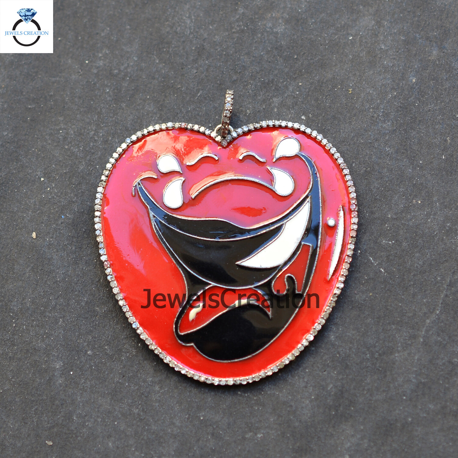 Pave Diamond Enamel Pendant 925 Silver Jewelry Multi Color Enamel Heart Pendant