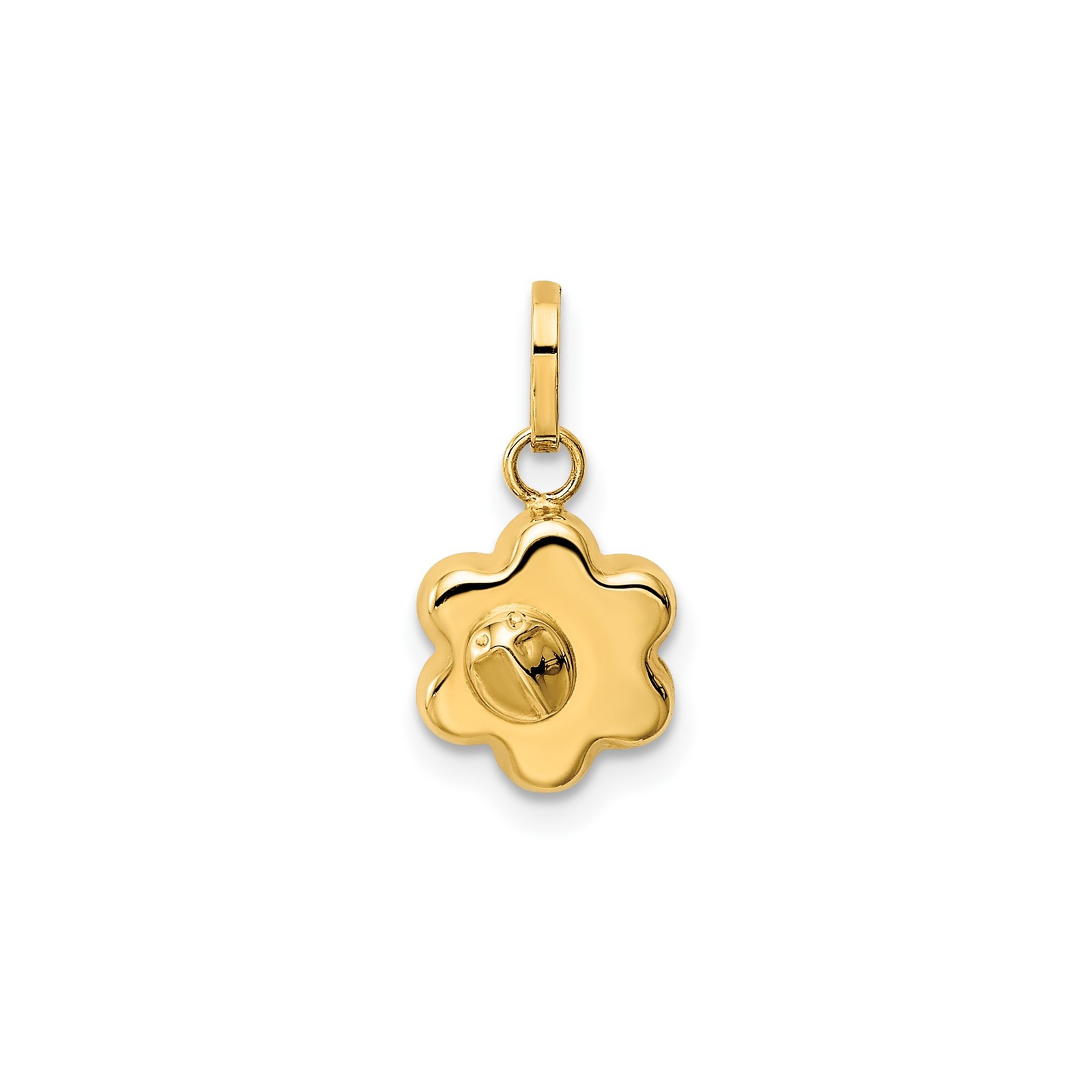 14k Yellow Gold Virgin Mary Pendant Flower Charm Catholic Religious Jewelry Wome