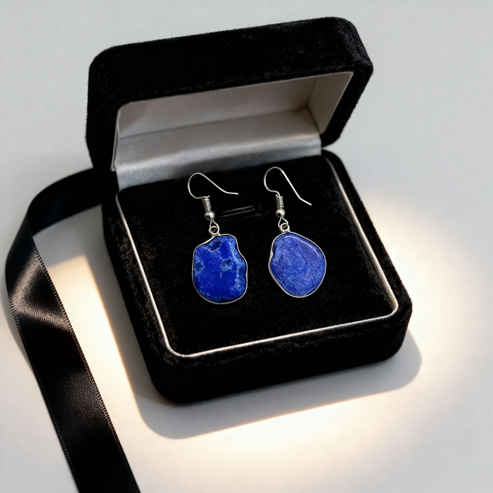Handmade Lapis Lazuli 31 Carat Dangle Earrings | Handmade Blue Stone Jewelry